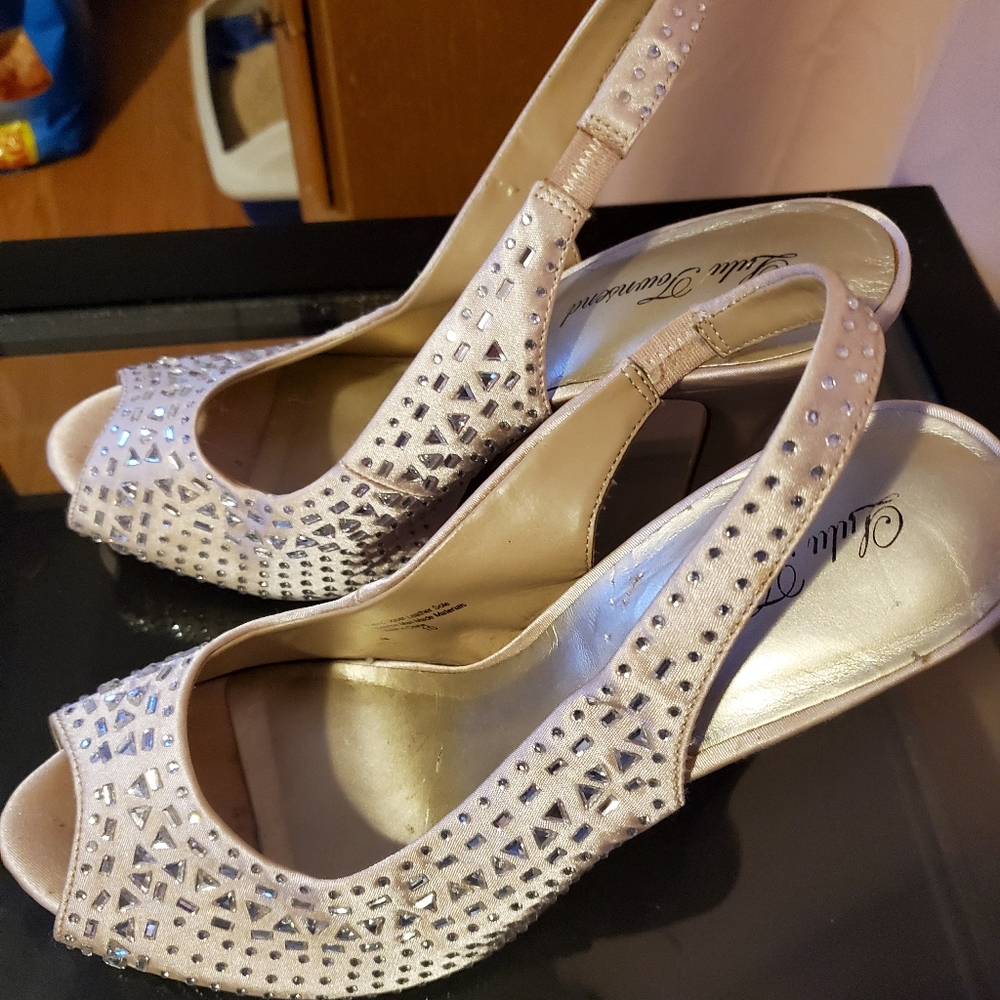 COPY - Womens Gold Shoes with Silver gems.  Size 10